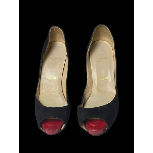 Christian Louboutin Red Open Toe Black Suede Heels 36EU (6W) COA - Picture 1 of 16
